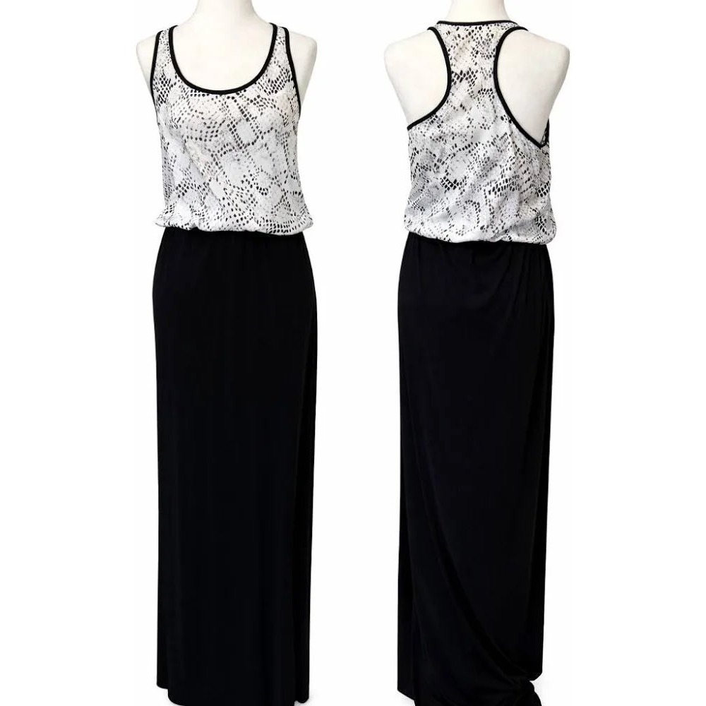 TART | Women's Black Snake Animal Print Racerback Maxi Dress